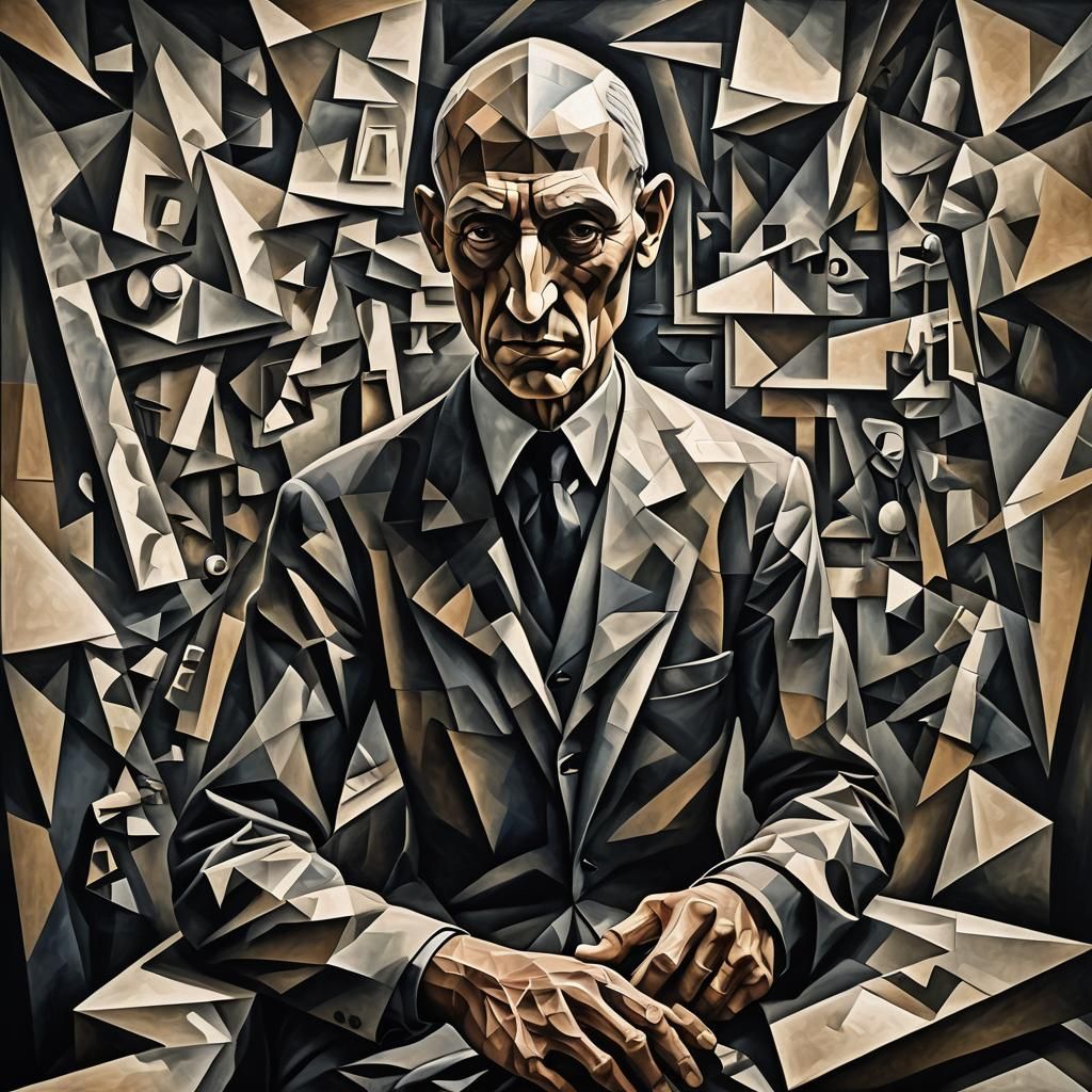 Geometric Figure in Dark Cinematic Cubism