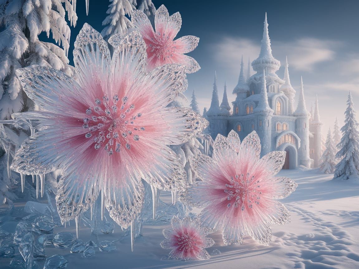 Ethereal Ice Flowers in Pastel Hues