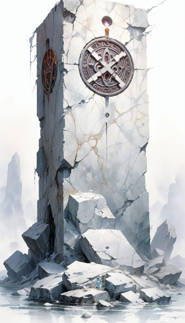 Fantasy Monolith with Arcane Runes in Boris Vallejo Style