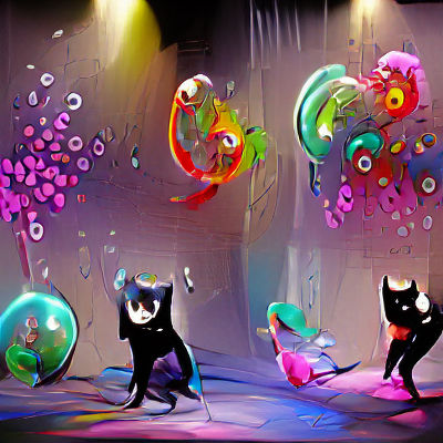 Black Cat's Dance in a Bubble Dream