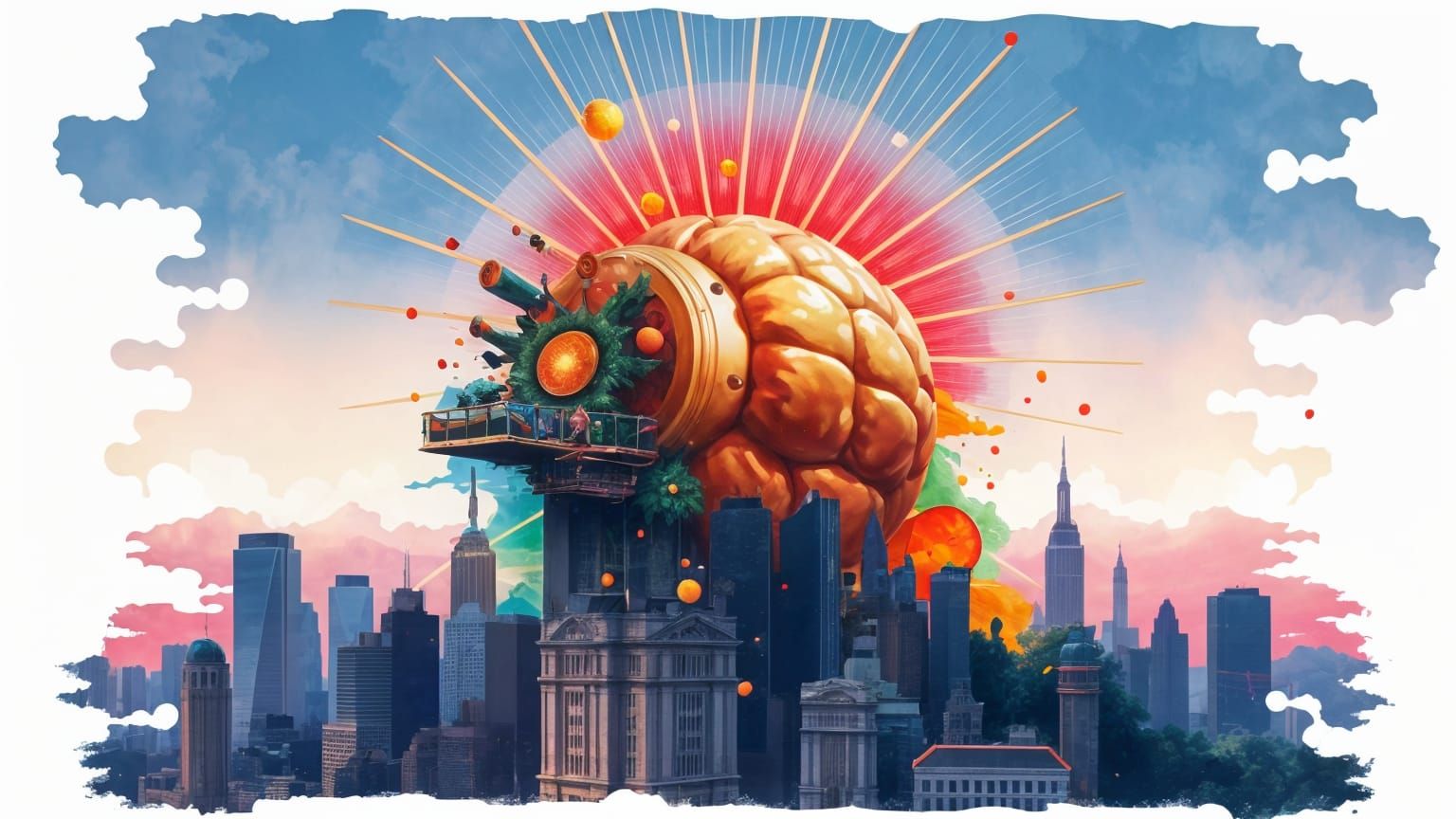 Surreal Abstract Cities in Watercolor Gouache Style