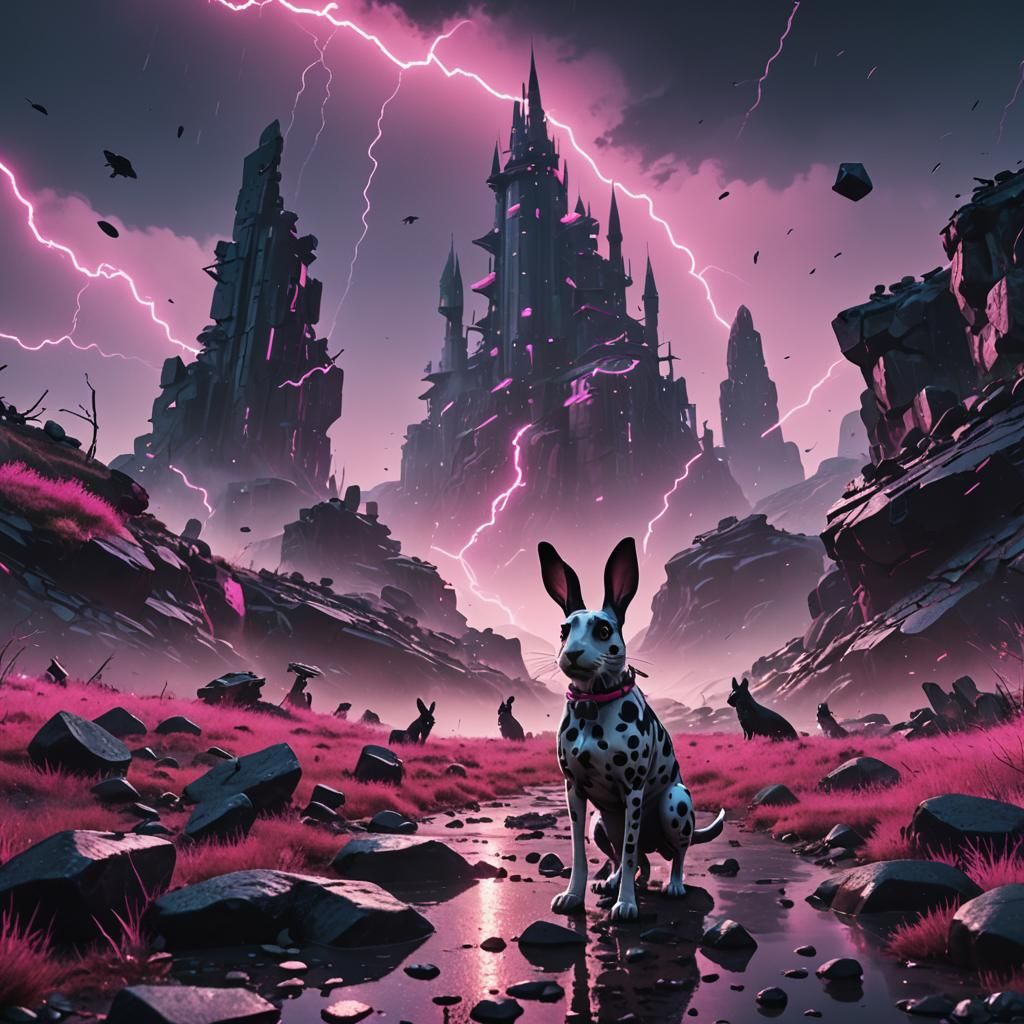 Dystopian Wasteland: Rabbit, Dalmatian, and Flying Herring