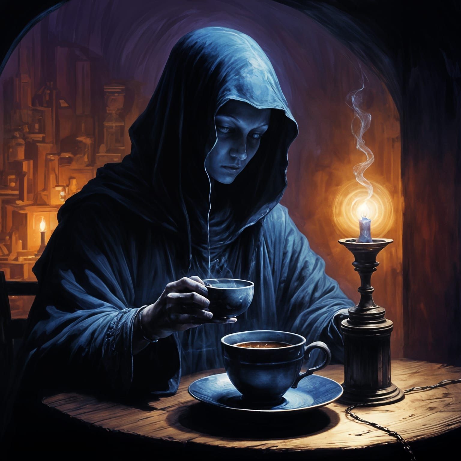 Mysterious Völva in Enchanted Café