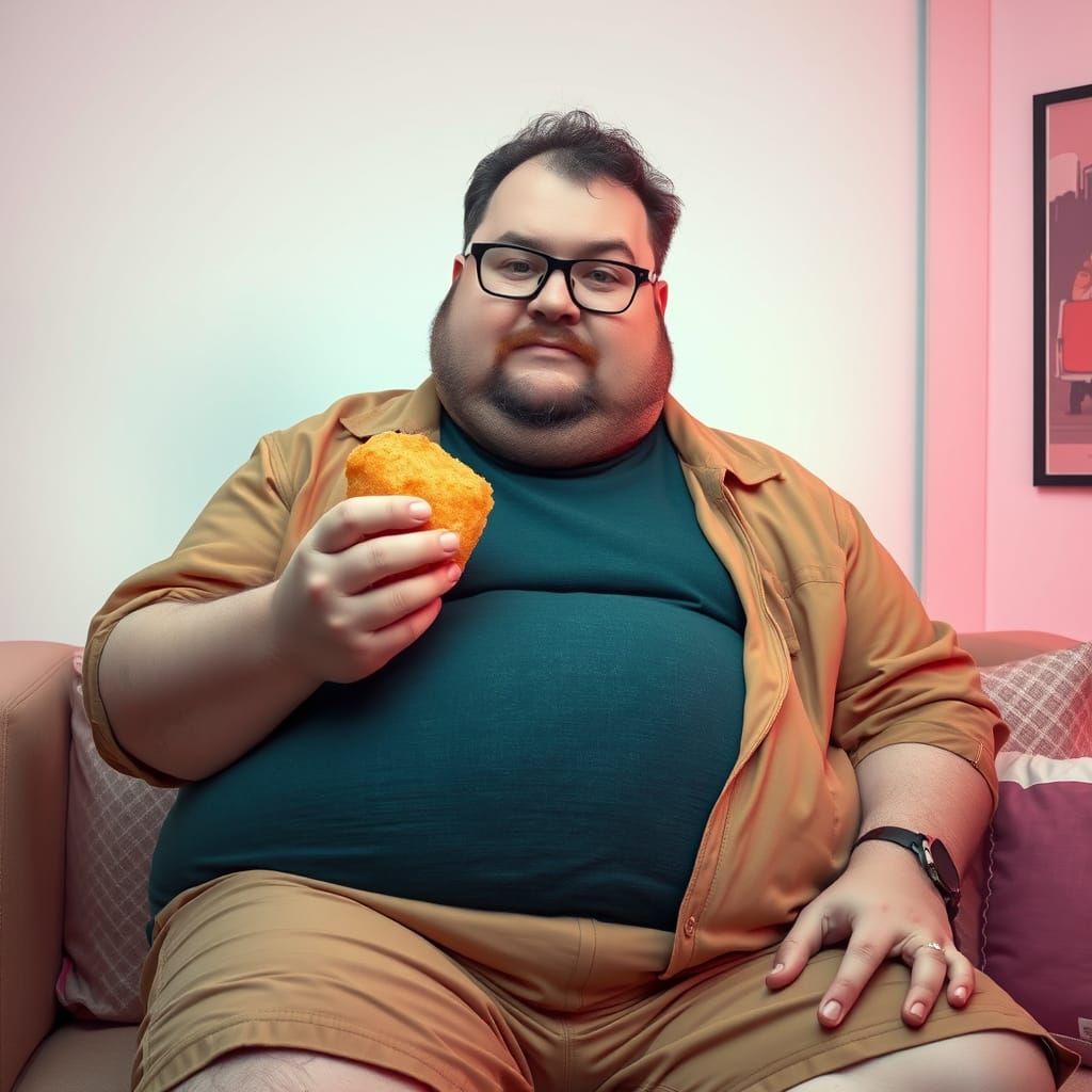 Man Enjoying Golden Twinkie in Nostalgic 90s Setting
