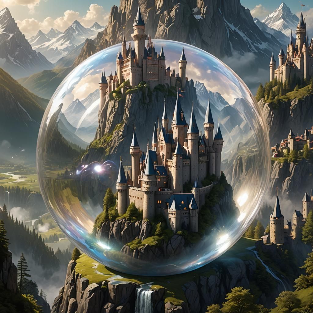 Magical Castle in Glass Orb: Fantasy Concept Art