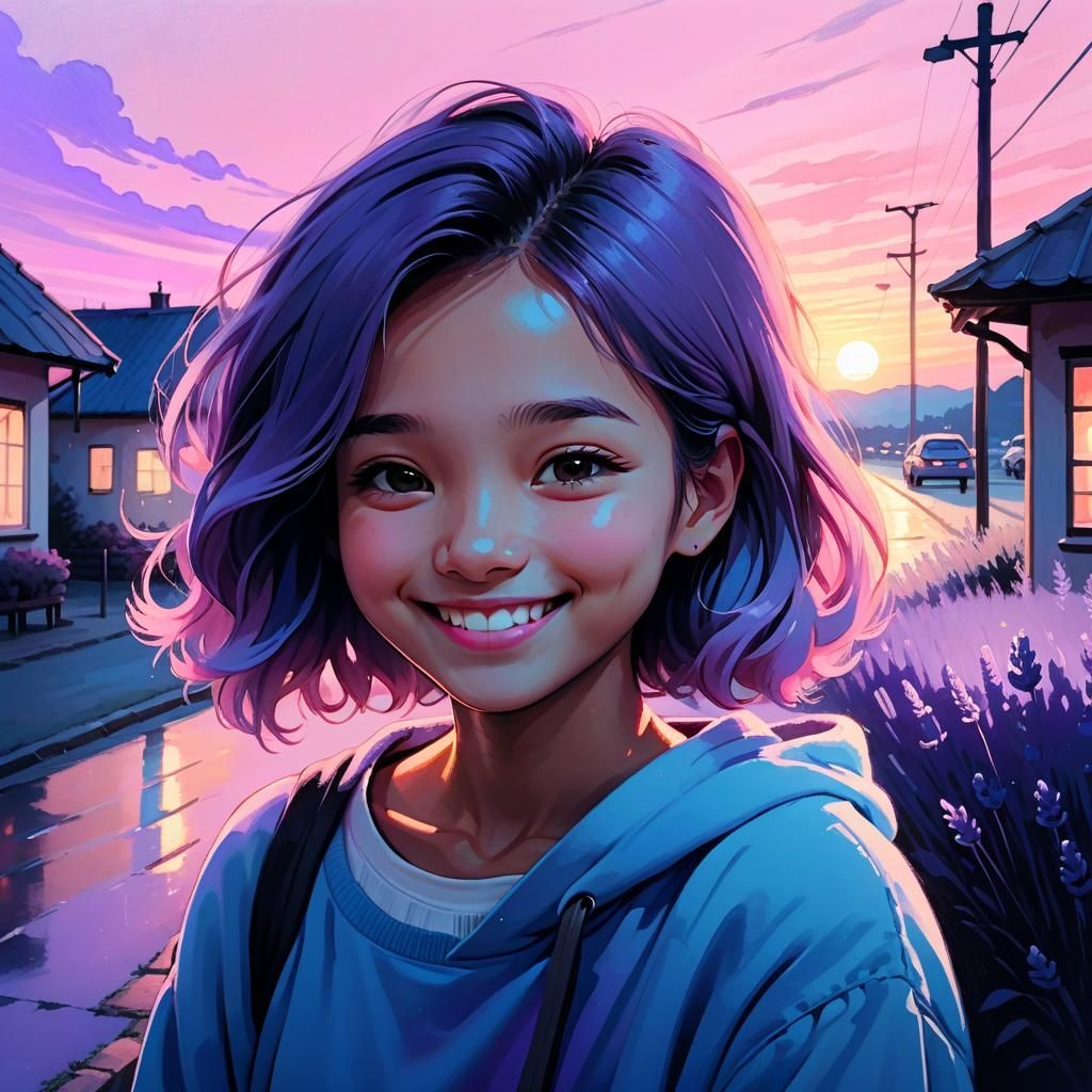 Dreamy Pastel Portrait of a Woman at Sunset