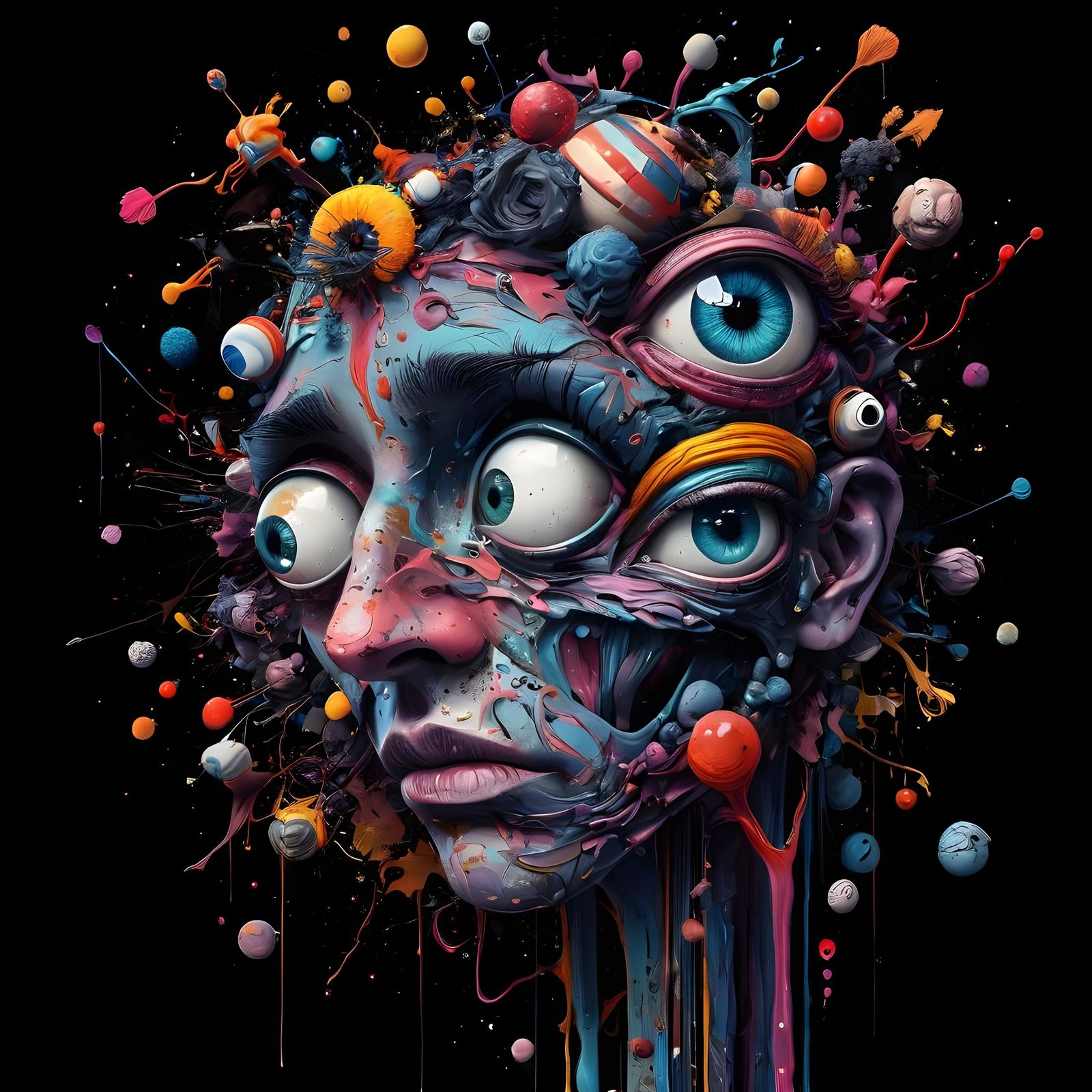 Surreal Anime Artwork with Chaotic, Vibrant Colors