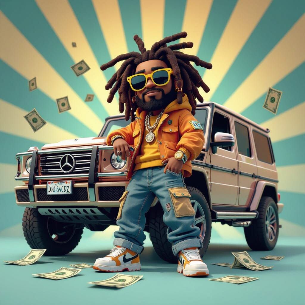 Swagged-Out DRETTI2X in Cartoon Animated Style