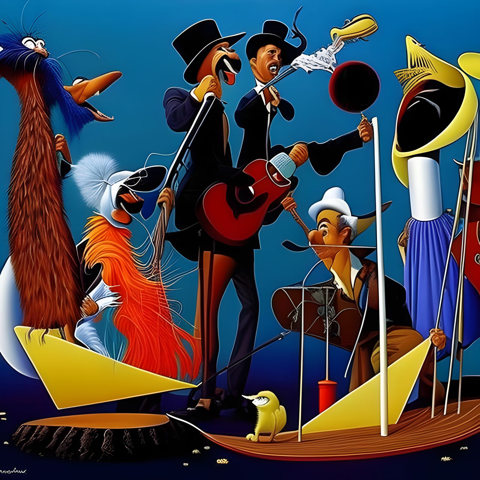 Abstract Folk Singers in Hyperreal Detail