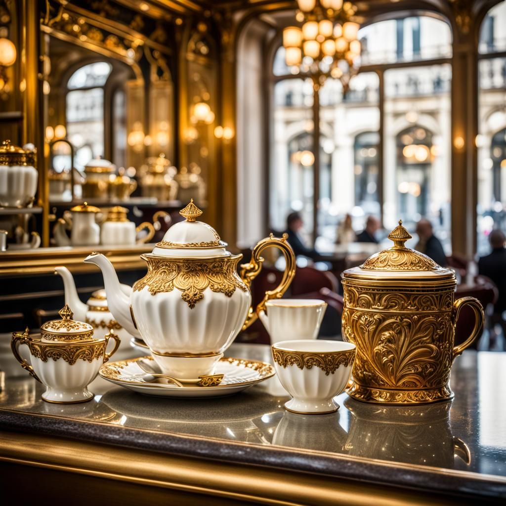 Art Nouveau Cafe with Gold Porcelain