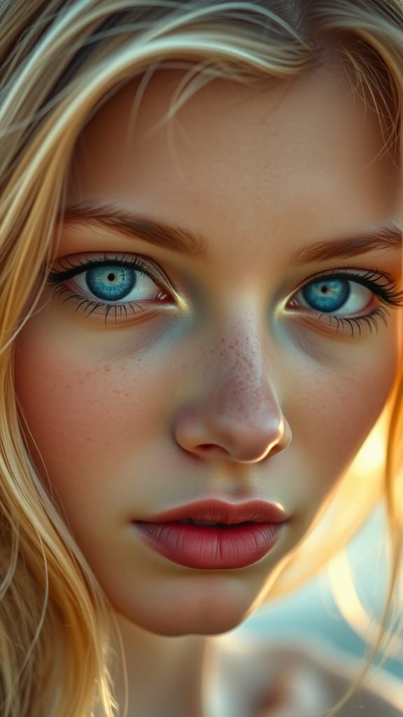 Hyper-Realistic Close-Up Portrait of a Serene Goddess
