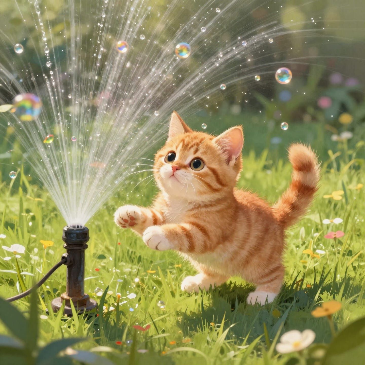 Mischievous Kitten Chasing Rainbow Sprinkles