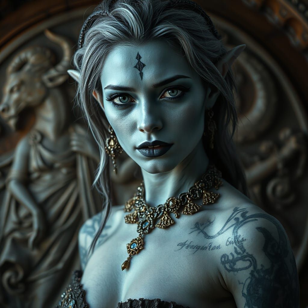 Dark Elf Portrait in Dramatic Chiaroscuro Lighting