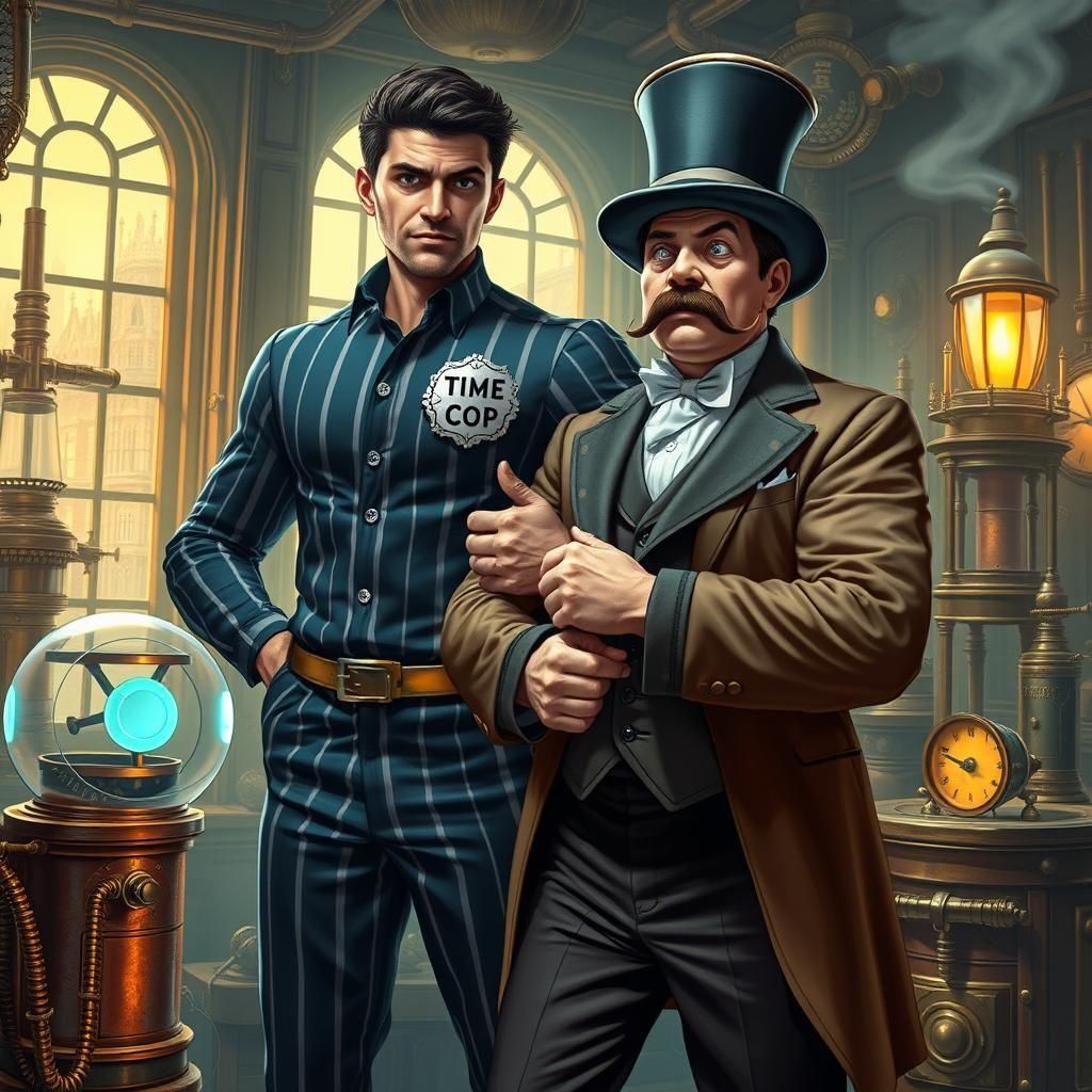 Steampunk Time Machine Under Moonlight in London