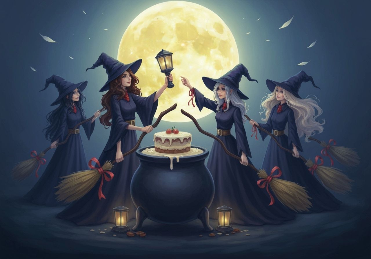 Witches Full Moon Celebration Digital Painting