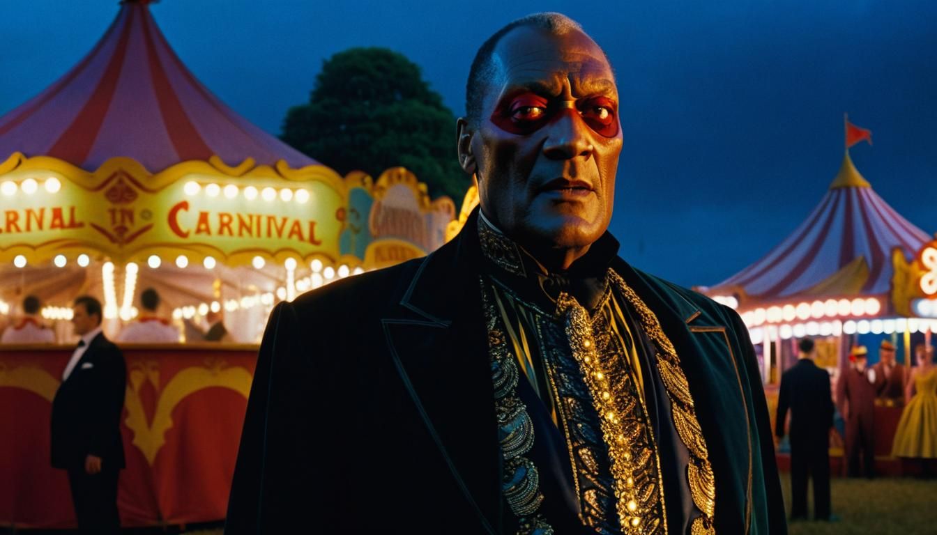 Tony Todd as The Barker: Vintage Carnival Aesthetic