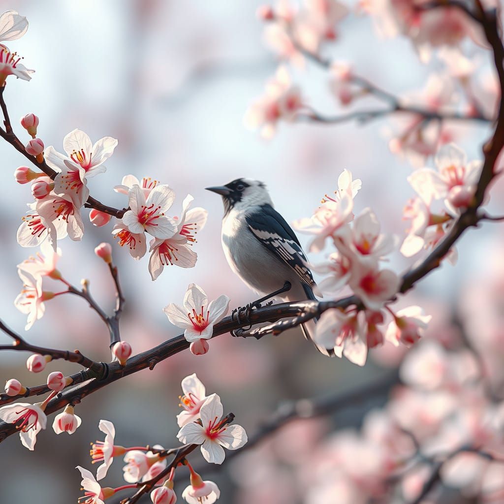 Sakura Blossoms in Crystal Glass Wonderland