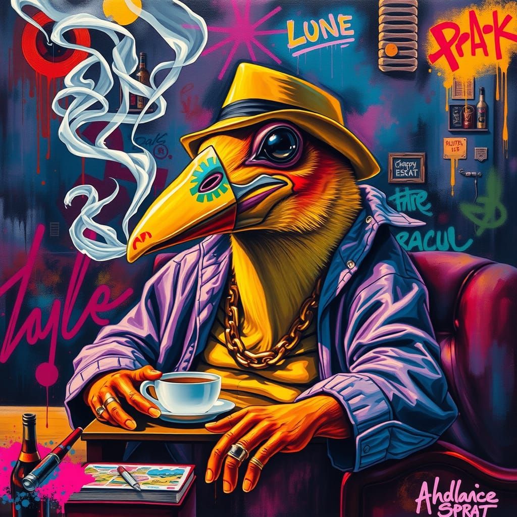 Hipster Platypus Smoking in Lounge Bar