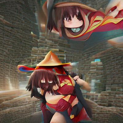 Anime Girl Casting Spell: 3D Rendered Illustration