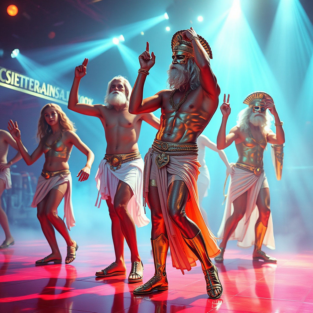 Disco Era Greek Gods on the Dance Floor