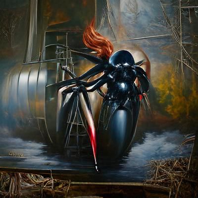 Sinister Black Widow: Oil Painting