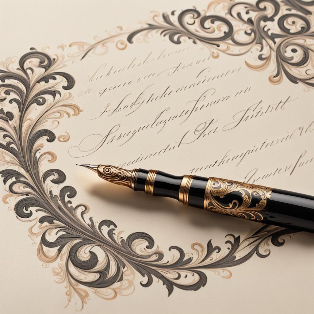Elegant Calligraphy with Antique Fountain Pen