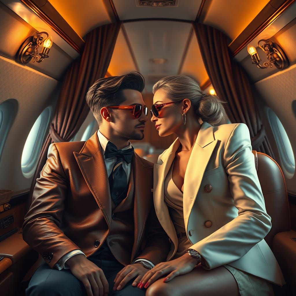 Luxurious Private Airplane Moment in Matte Painting Style