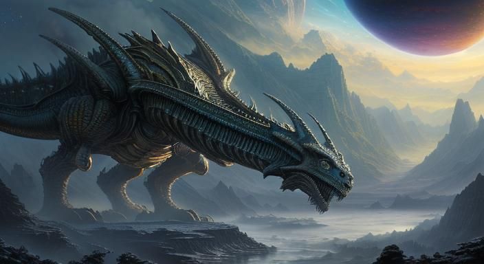 Alien Dragons on a Misty Fantasy Planet