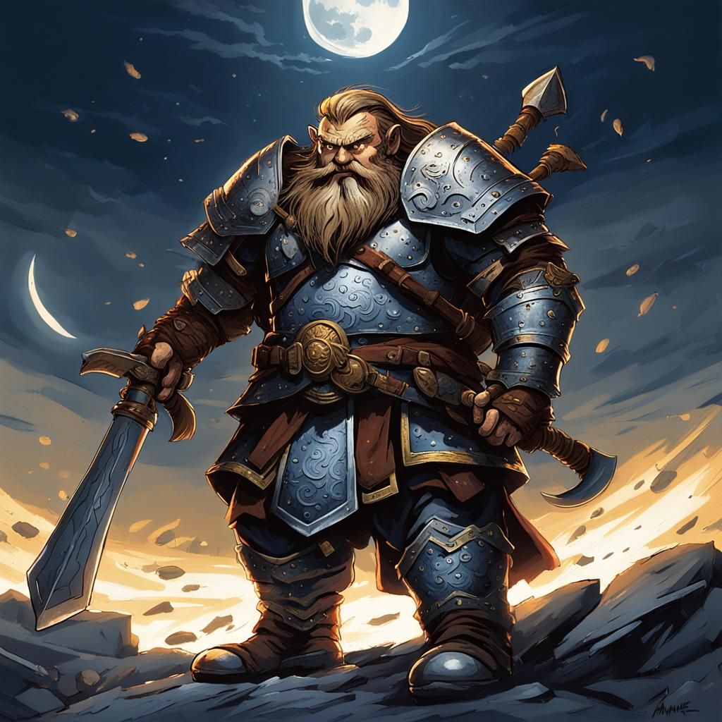 Dwarf Warrior Ready for Battle in Anime Style