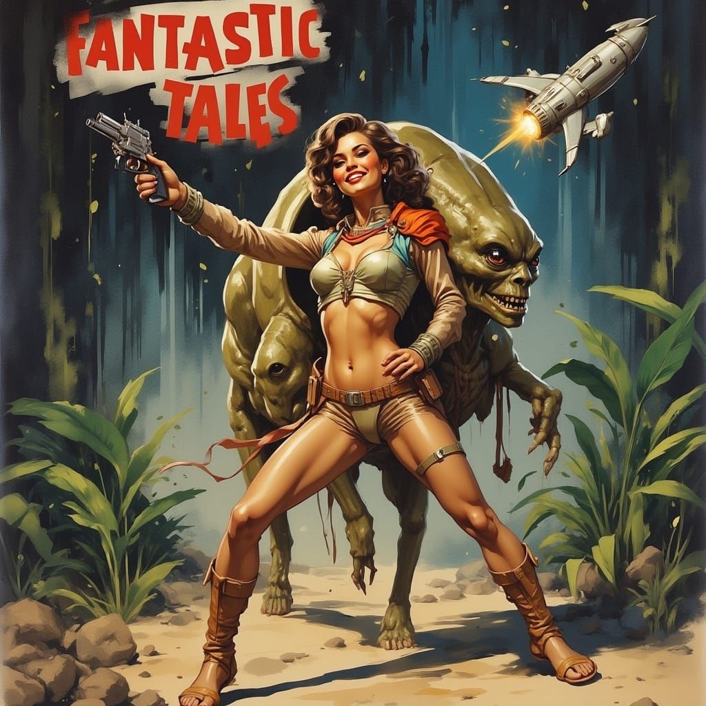 Retro Space Woman on Jungle Planet Comic