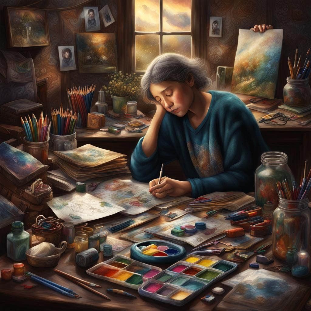 Exhausted Artist's Block: Detailed Matte Painting