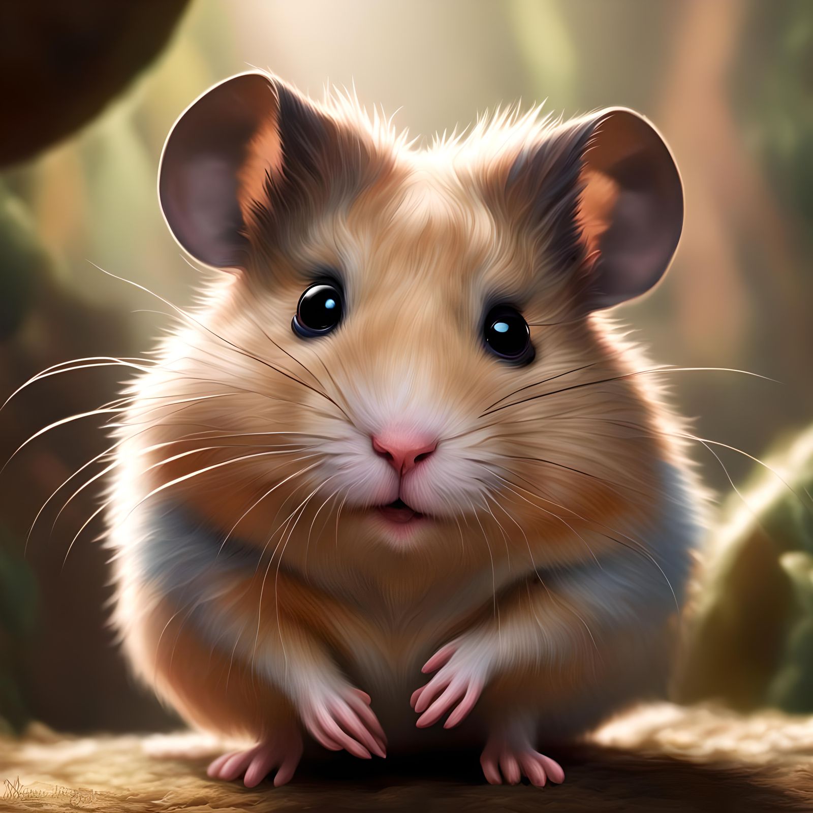 Portrait of a cute fluffy friendly hamster
