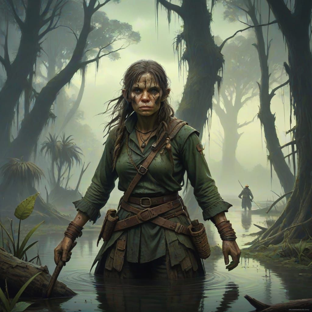 Swamp Woman: Detailed Digital Matte Painting