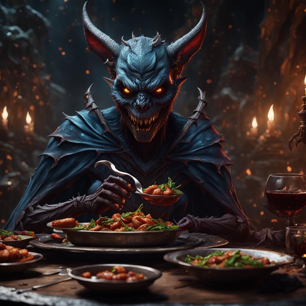 Detailed Bat Demon Fantasy Concept Art