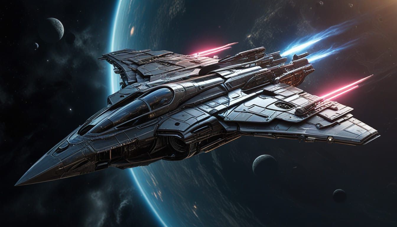 War Bird-Inspired Spaceship in Cosmic Battle