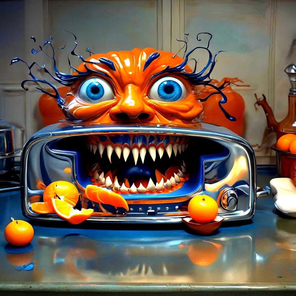 Orange Devouring Tangerines: Detailed Matte Painting