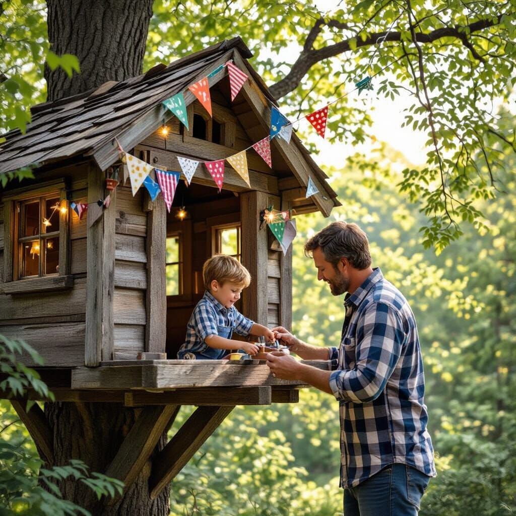 Father and Son Build Whimsical Treehouse