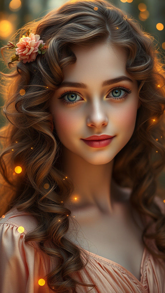 Whimsical Enchanted Forest Portrait in Golden Hues