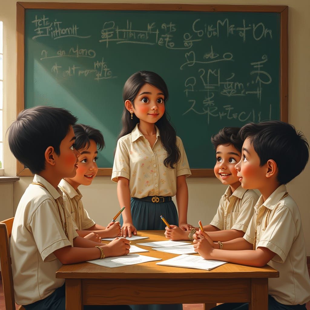 Indian Boys Learn from Their Filipino Teacher in a Vibrant C...