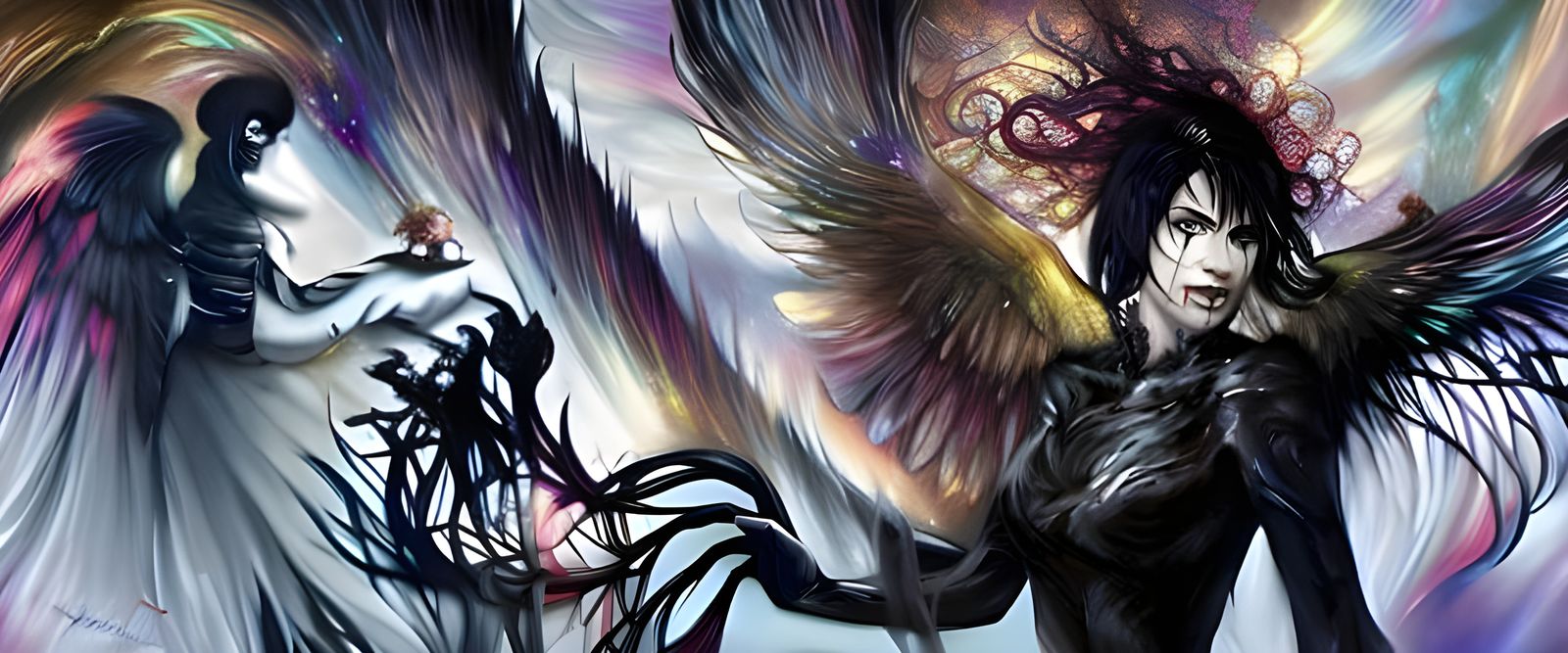 Gothic Angel Wings in Space: Digital Concept Art