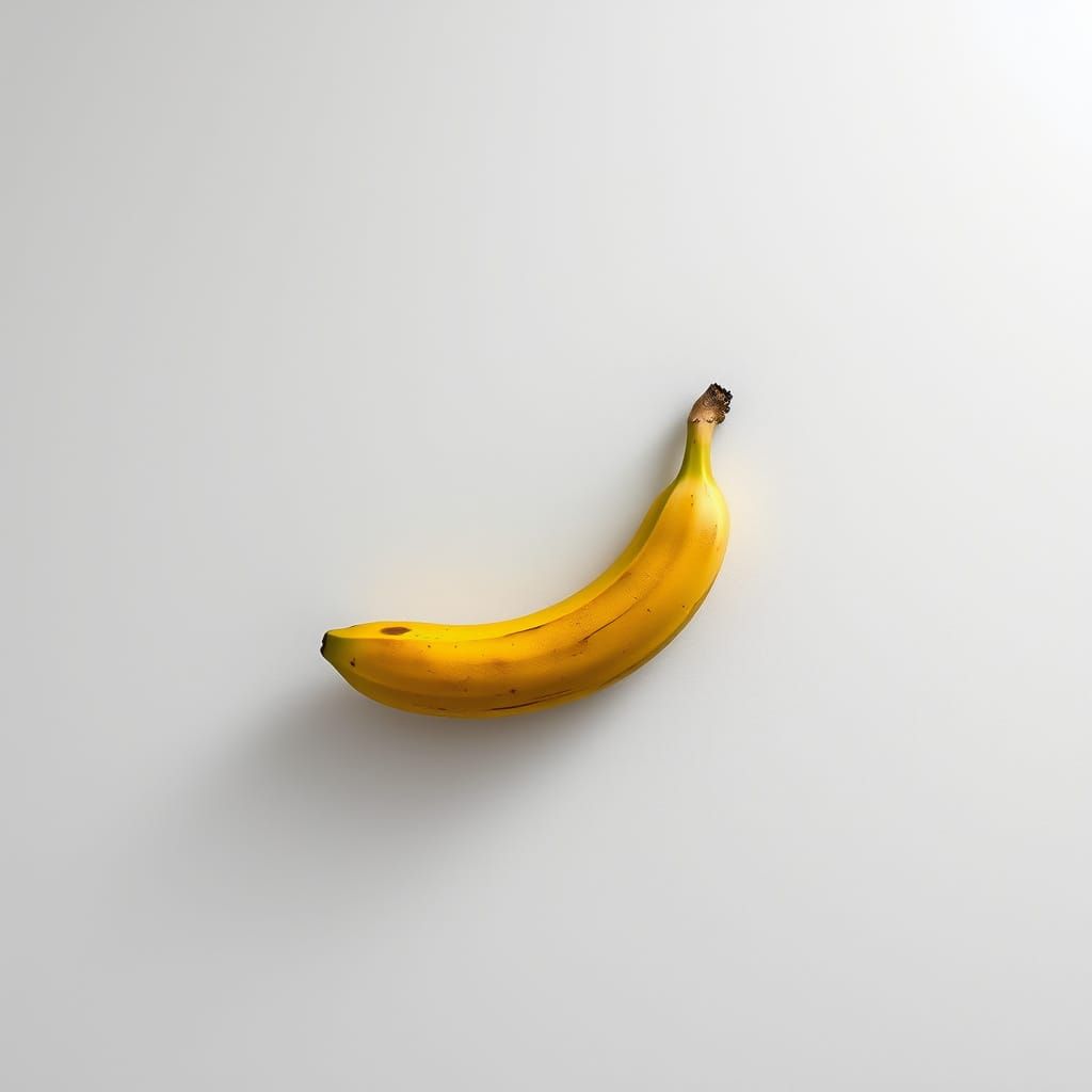 Worn Banana Taped to White Wall in Pop Art Style