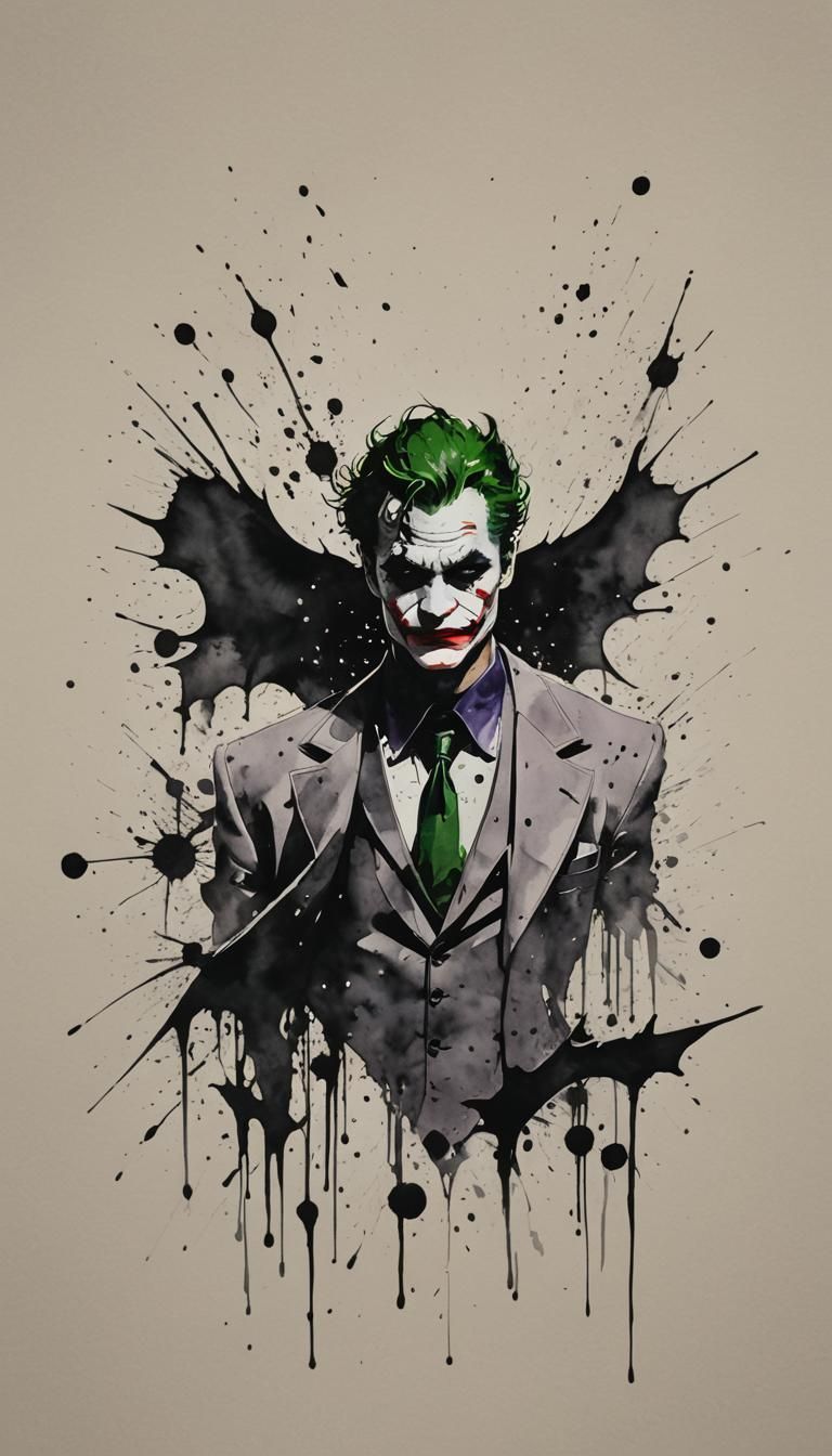 Minimalist Chinese Ink Painting of Joker