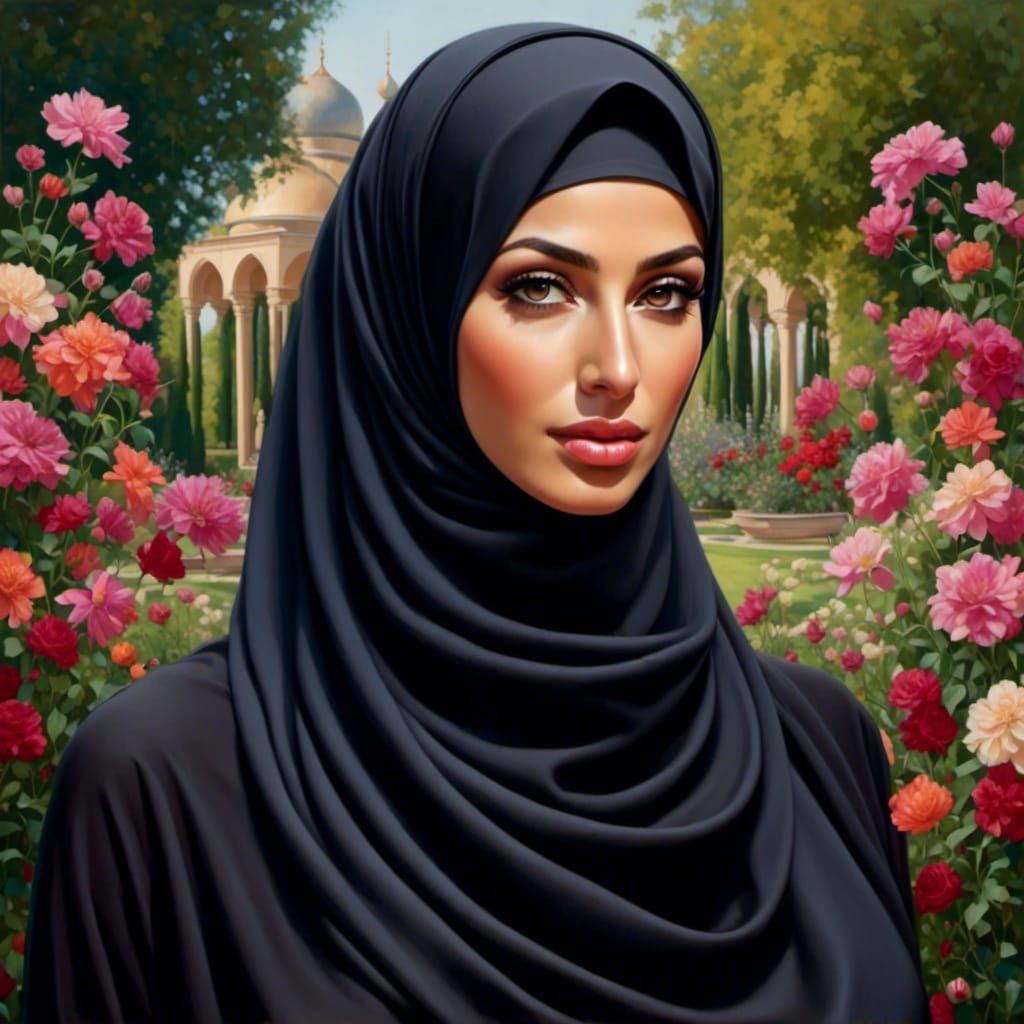 Beautiful Niqabi Woman Portrait in Hyperrealistic Style
