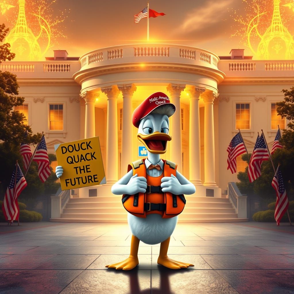Donald Duck Defies Trump in Whimsical 8K Masterpiece