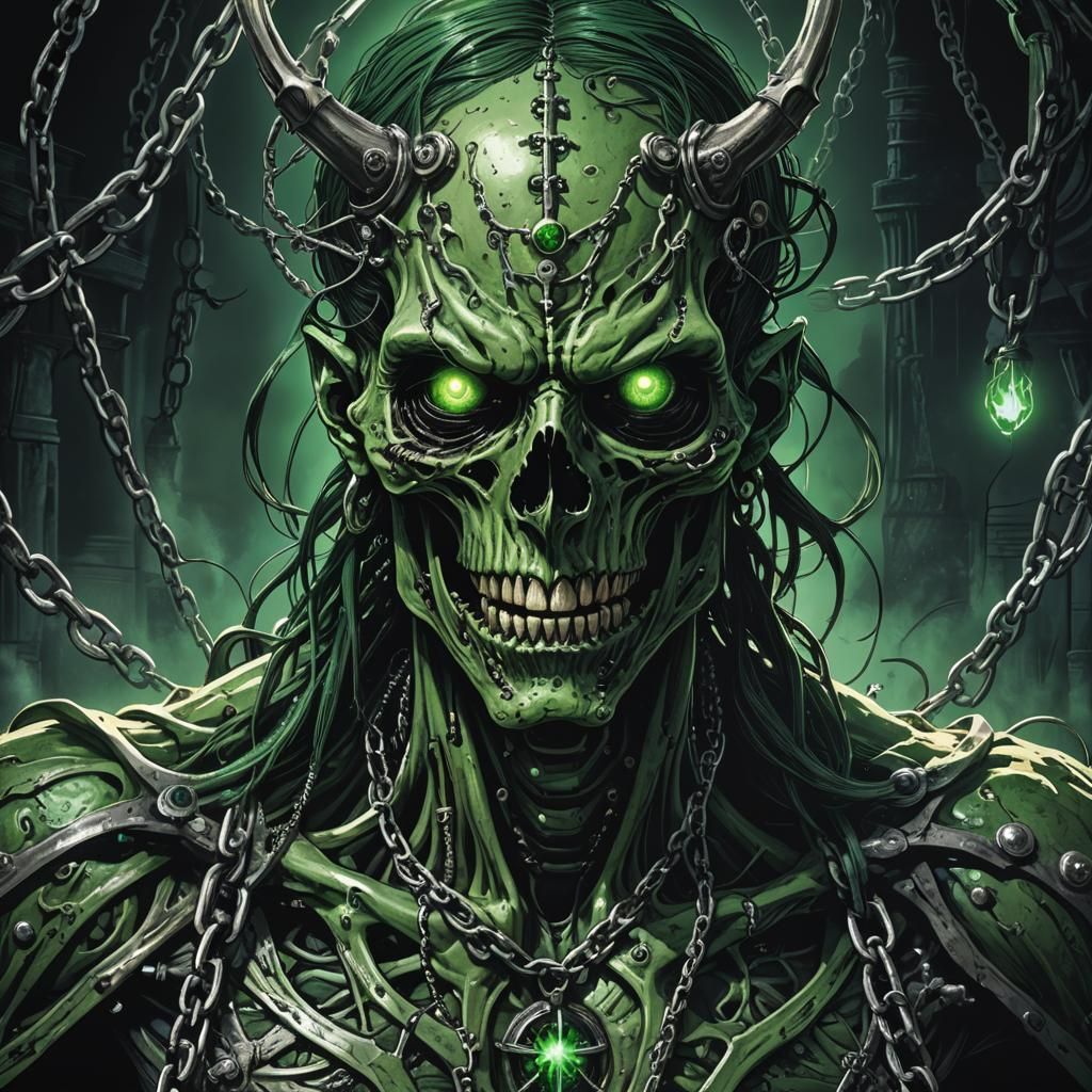 Lovecraftian Demon Zombie Skeleton in Manga Style