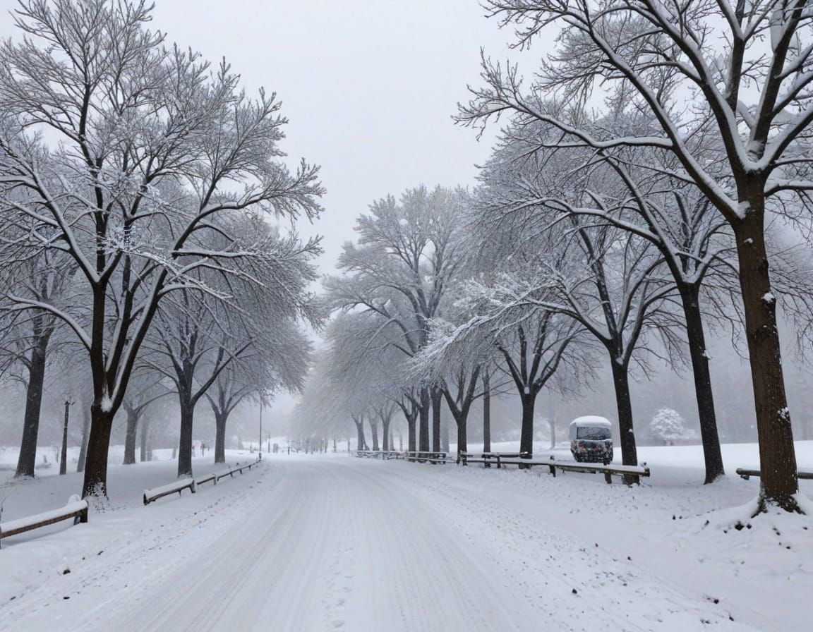 Winter Landscape Covered in Snow