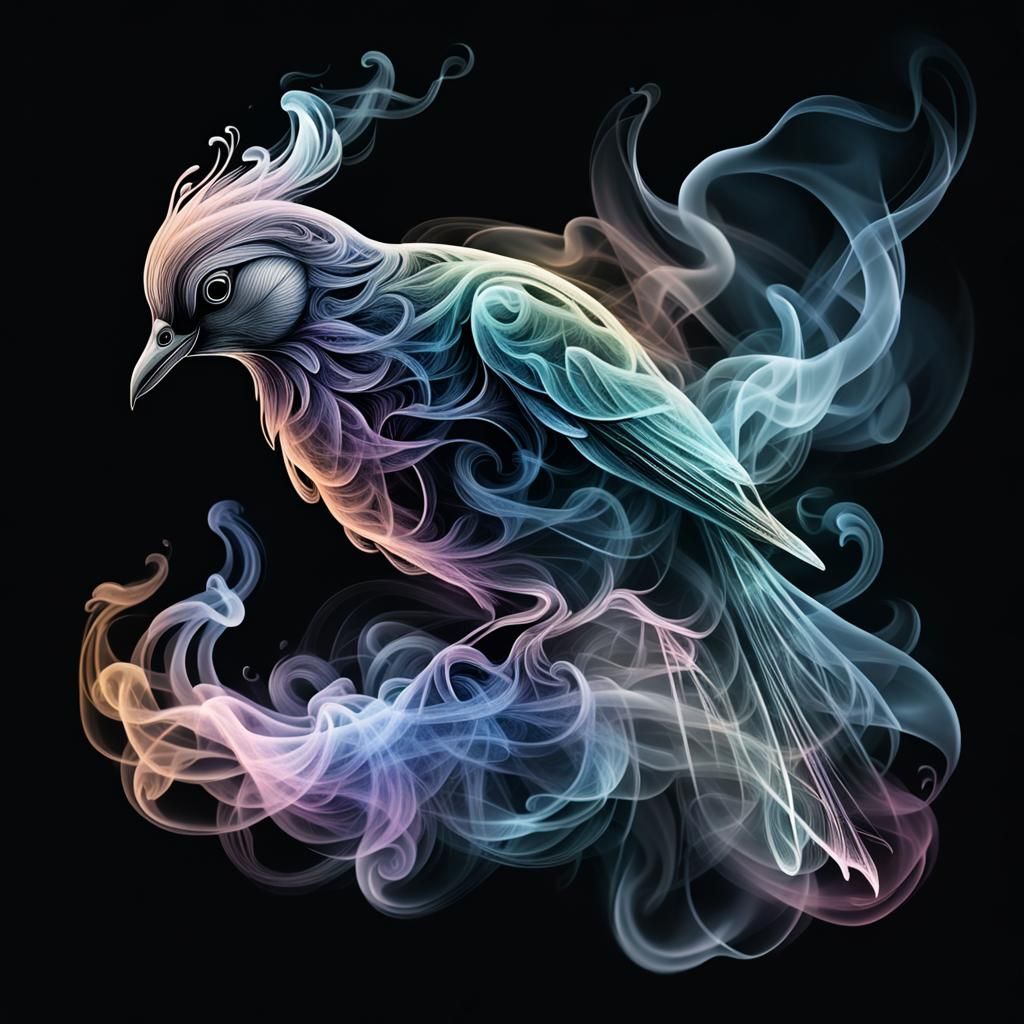 Ethereal Smoke Bird in Pastel Colors