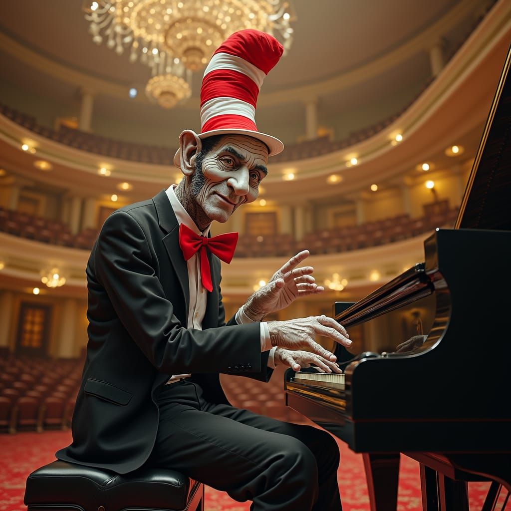 Man with Many Fingers Plays Piano in Lavish Hall