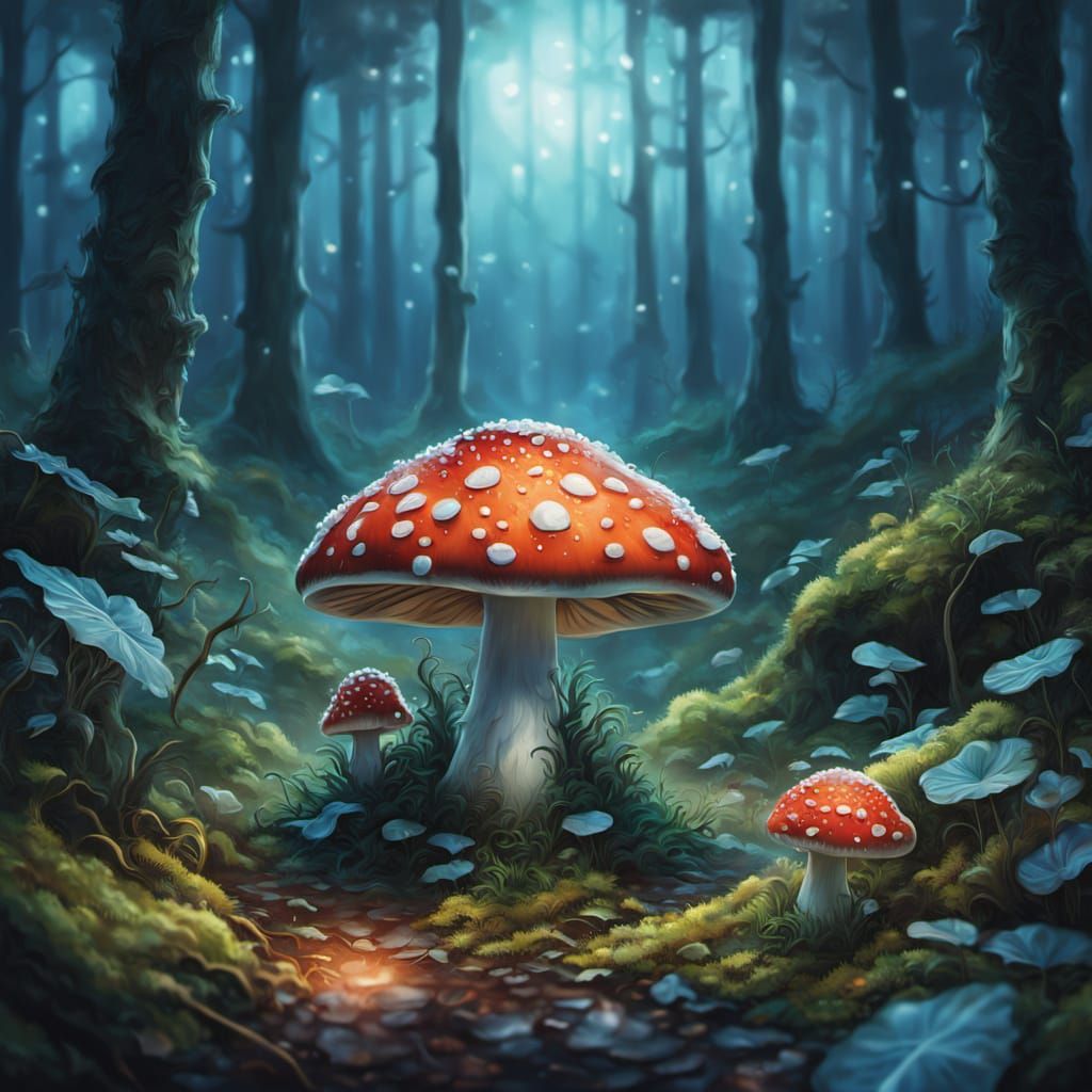 Human Fly Agaric in Mystical Forest
