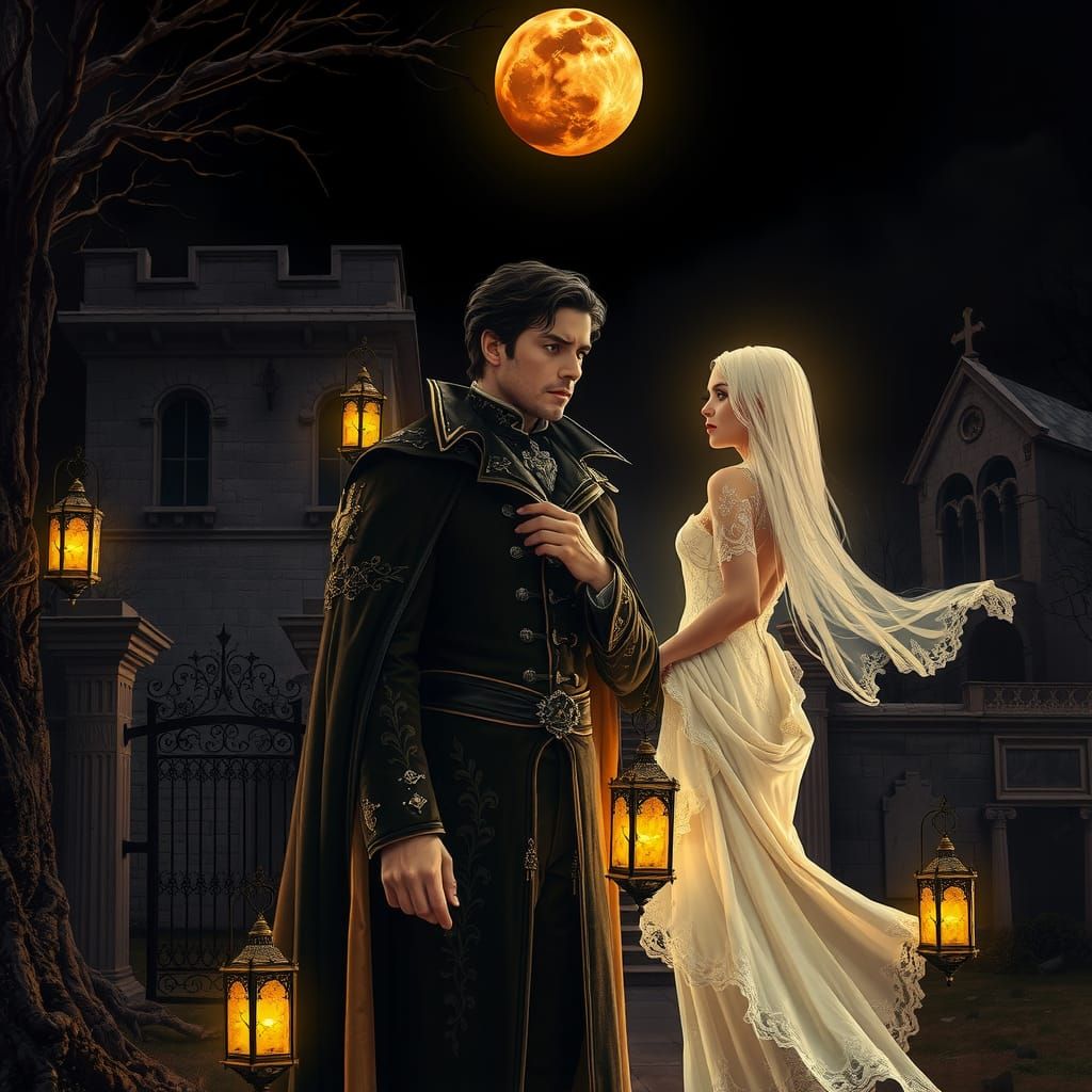 gothic castle ornate foreboding turrets, spikey gate. under ...